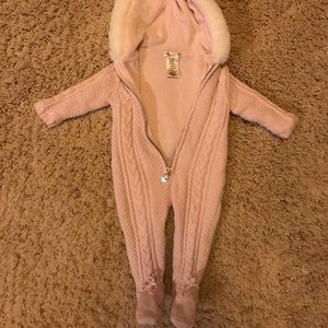 Hooded baby snowsuit